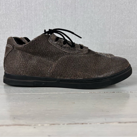 Stuart Weitzman Shoes - 482egu Stuart Weitzman shimmery textile lace up sneakers women 7 gold si…